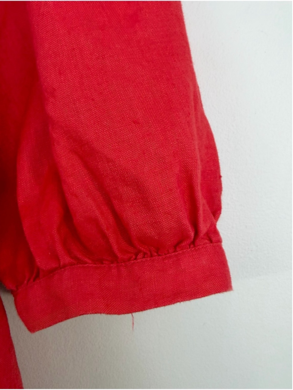 & Other Stories pure linen red cropped tie front knot puff sleeve top EU 38 - Picture 14 of 17